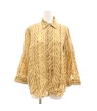 ローレンラルフローレン LAUREN RALPH LAUREN シャツ 総柄 長袖 麻 リネン L ベージュ /JS ☆AA★