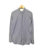 セリーヌ CELINE ストライプ シャツ ブラウス 比翼ボタン サイドスリット 長袖 38 紺 ネイビー ☆AA★