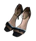 プラダ PRADA リボン ストラップサンダル ヒール 35 22.5cm 黒 ブラック