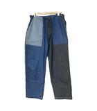 ガンホー GUNG HO フリークスストア 別注 ファティーグイージーパンツ ワイドパンツ デニム 切替 ストライプ 211-1403 M 青 ブルー ブラック