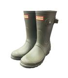 ハンター HUNTER オリジナルショート レインブーツ ロゴ サイドベルト US 6 緑 カーキ