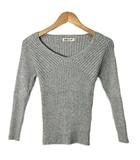 アプワイザーリッシェ Apuweiser-riche Vネック 長袖 リブニット セーター 2 M 灰色 グレー 28156560 ■GY43