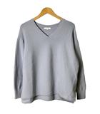プラステ PLST コットンポリVネックニット セーター 長袖 無地 M 水色 ライトブルー 12-0201017 ■GY43
