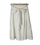 スーツセレクト SUIT SELECT タック入り ひざ丈 フレアスカート リボンタイ付き 7号 S 白 ホワイト ■GY43