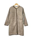 ルクールブラン le.coeur blanc リバーシブルフェイクムートンコート ノーカラーコート ロング丈 38 M  ベージュ ブラウン