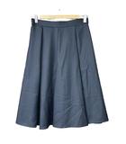 インディヴィ INDIVI 美品 タック フレアスカート ひざ丈 40 ネイビー ■GY43