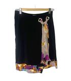 パオラフラーニ PAOLA FRANI スカーフ付き ひざ丈 スカート 38 M 黒 ブラック ■GY43