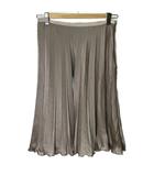 アイシービー iCB サテン プリーツ ひざ丈 フレア スカート 9 M ベージュ ■GY43