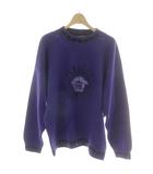 ヴェルサーチジーンズ VERSACE JEANS COUTURE ヴィンテージ メデューサ ニット セーター 長袖 ミドルゲージ 厚手 刺繍 紫 パープル 黒 ブラック /MP ■GY18
