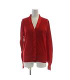 カーディガン 長袖 シングル ノーカラー Vネック 42 L 赤 レッド ■GY18 /MQ