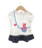 ミキハウス mikihouse Tシャツ カットソー 90 フレンチスリーブ プリント 切替 ドット柄 白 ホワイト 紺 ネイビー /AE ■GY14