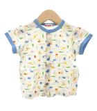 ミキハウス mikihouse シャツ 80 半袖 総柄 アニマル柄 白 ホワイト 水色 ライトブルー /AE ■GY14