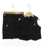 アニエスベー agnes b. セットアップ ベスト イージーパンツ 4 2 トカゲ刺繍 ストライプ 黒 ブラック 白 ホワイト /GV ■GY14