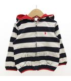 ラルフローレン RALPH LAUREN ジップアップパーカー ポニー刺繍 ボーダー 男の子 24M 白 ホワイト 紺 ネイビー /GV ■GY14