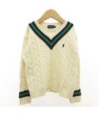 ラルフローレン RALPH LAUREN Vネック ケーブルニット セーター 長袖 コットン 120 白 ホワイト /GV ■GY