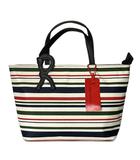 ロベルタディカメリーノ Roberta di Camerino ボーダー ミニトートバッグ ハンドバッグ ホワイト ネイビー レッド グリーン ■GY14