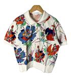 レオナールスポーツ LEONARD SPORT 総柄ポロシャツ カットソー シャツ 半袖 L ホワイト レッド