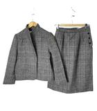 ニナリッチ NINA RICCI セットアップ フォーマル ジャケット タイトスカート ヘリンボーン柄 総柄 ボタンレス ロング 9 グレー ■GY14