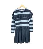 ケイトスペード KATE SPADE ボーダー ニット ワンピース 切替 チュール フリル ラメ 長袖 ひざ丈 女の子 150 ネイビー ブルー ■GY14