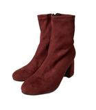 インデックス INDEX スエードタッチ ヒール ショートブーツ L レッド