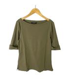 ローレンラルフローレン LAUREN RALPH LAUREN Tシャツ カットソー ロールアップ 半袖 五分袖 L カーキ ■GY43