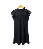 ユニバーバル ミューズ UNIVERVAL MUSE レース ワンピース フレア ひざ丈 半袖 ブラック ■GY43