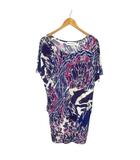 エミリオプッチ EMILIO PUCCI ワンピース プルオーバー 半袖 総柄 ひざ丈 38 パープル ■GY43