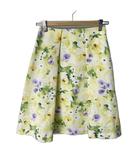 エフデ ef-de 花柄 タック フレアスカート ひざ丈 7 イエロー ■GY43