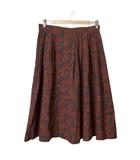 バーバリーズ Burberrys ヴィンテージ タック フレアスカート ペイズリー柄 ひざ丈 13 レッド