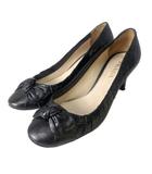 プラダ PRADA パンプス ヒール リボン レザー 38 ブラック