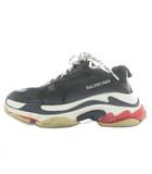 バレンシアガ BALENCIAGA トリプルS TRIPLE S スニーカー ダッドスニーカー レザー メッシュ 厚底 ローカット ロゴ 42 27.5cm 黒 ブラック /XZ ■GY18