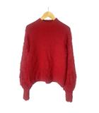 シャギースリーブニット セーター 長袖 S レッド ■GY06