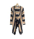 カーディガン ボーダー フリンジ S ブラウン ホワイト ブラック ■GY06