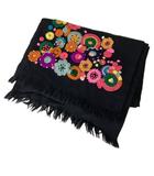 ポールスミス PAUL SMITH 花刺繍 マフラー ストール　ブラック　レディース