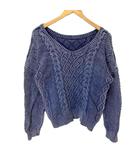 ジェイダ GYDA 長袖 ニット コットンニット ケーブル Vネック F ブルー