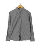 グリーンレーベルリラクシング ユナイテッドアローズ green label relaxing ギンガムチェックシャツ ボタンダウン カジュアル 長袖 L ブラック ■GY06