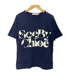 シーバイクロエ SEE BY CHLOE 半袖 Tシャツ プリント カットソー 40 ネイビー ■GY06