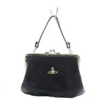 ヴィヴィアンウエストウッド Vivienne Westwood ハンドバッグ レザー ゴールド金具 がま口 ロゴ 黒 ブラック ■GY18 /MQ