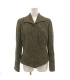 マックスマーラ MAX MARA 銀タグ ツイードジャケット 42 総裏地 黒 ブラック ベージュ /GV ■GY50