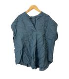 スキッパーシャツ ノースリーブ リネン ブルー ■GY06