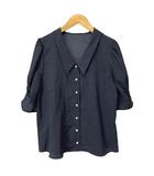 シャツ ブラウス ドット柄 ネイビー ■GY06