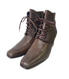 ピンキー&ダイアン ピンダイ PINKY&DIANNE レースアップショートブーツ 7ホール スクエアトゥ 36 ブラウン