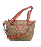 コーチ COACH ペイトンシグネチャー スモールポケット 2WAY ショルダーバッグ ハンドバッグ PVC レザー F20097 ブラウン オレンジ