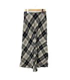 スピック&スパン Spick&Span リネン フレアスカート チェック フリンジ ロング 38 ブラック