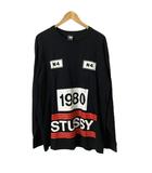 ステューシー STUSSY Tシャツ 長袖 総柄 リンクスロゴ XL ブラック