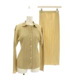 プリーツプリーズ PLEATS PLEASE イッセイミヤケ プリーツ セットアップ ブラウス PP05-JJ001 PP05-JG001 長袖 シャツ スカート 3 ベージュ /☆G