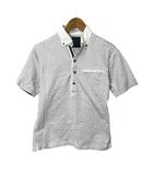 23区 オンワード樫山 ポロシャツ ボタンダウン 総柄 半袖 46 ライトグレー