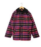 Plaid Car Coat カーコート チェック 裏ボア ジャケット S ピンク
