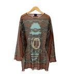 ジャンポールゴルチエ ファム Jean Paul GAULTIER FEMME 90s パワーネット カットソー ブラウス 総柄 ヴィンテージ アーカイブ メデューサ 40 ブラウン