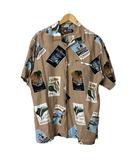 チャップス CHAPS RALPH LAUREN アロハシャツ オープンカラー レーヨン 総柄 半袖 L ベージュ